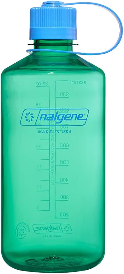 Nalgene Water Bottle - Lightweight Sustain Tritan BPA-Free Shatterproof Bottle for Backpacking, Hiking, Gym, 32 OZ, Narrow Mouth, Pastel Green