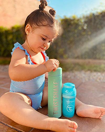 Twistshake Stainless Steel Water Bottle - Insulated Thermos for Hot & Cold Drinks - Premium 420ml/14oz Metal Water Bottle - Pastel Blue