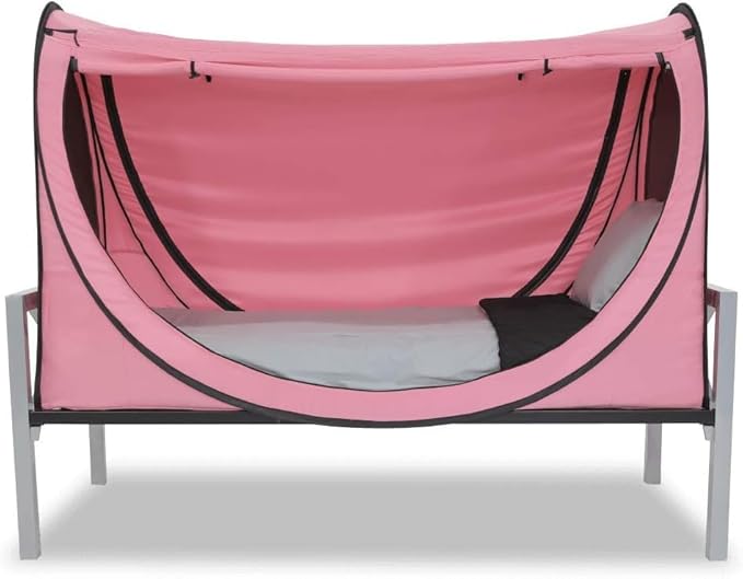 Privacy Pop up Eclipse Bed Tent Bed Drapes (Pink, Full)