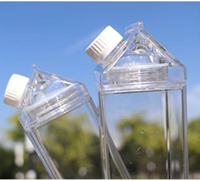 Jinberry 500ml/17Oz Cute Clear Milk Carton Water Bottle Portable Drinkware for Outdoor Climbing Tour or Camping