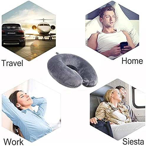 Travel Pillow Memory Foam Neck Pillow Support Pillow,Luxury Compact & Lightweight Quick Pack for Camping,Sleeping Rest Cushion (Grey)