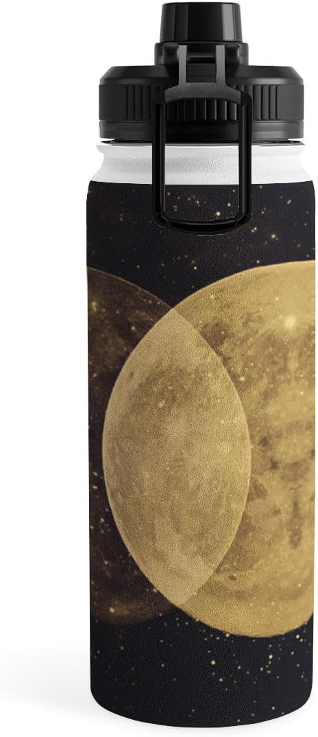 Deny Designs Water Bottle, Sport Lid 18 oz, Emanuela Carratoni Golden Moon Phases