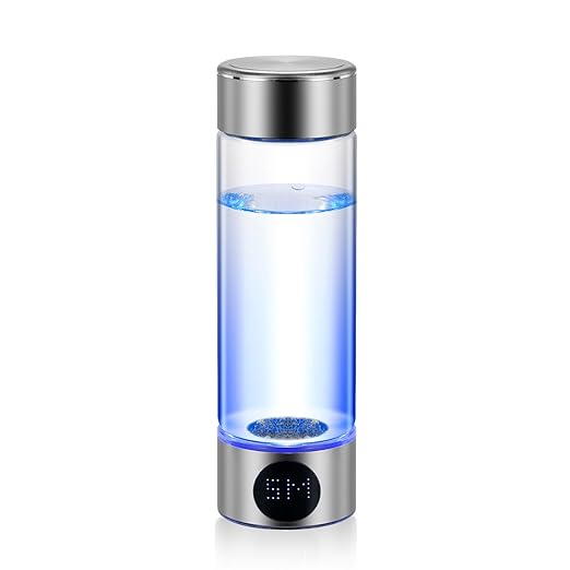 Hydrogen Water Bottle,Portable Hydrogen Water Bottle Generator with 2000ppb Hydrogen Ions,400ml Hydrogen Water Ionizer Machine (Silver)