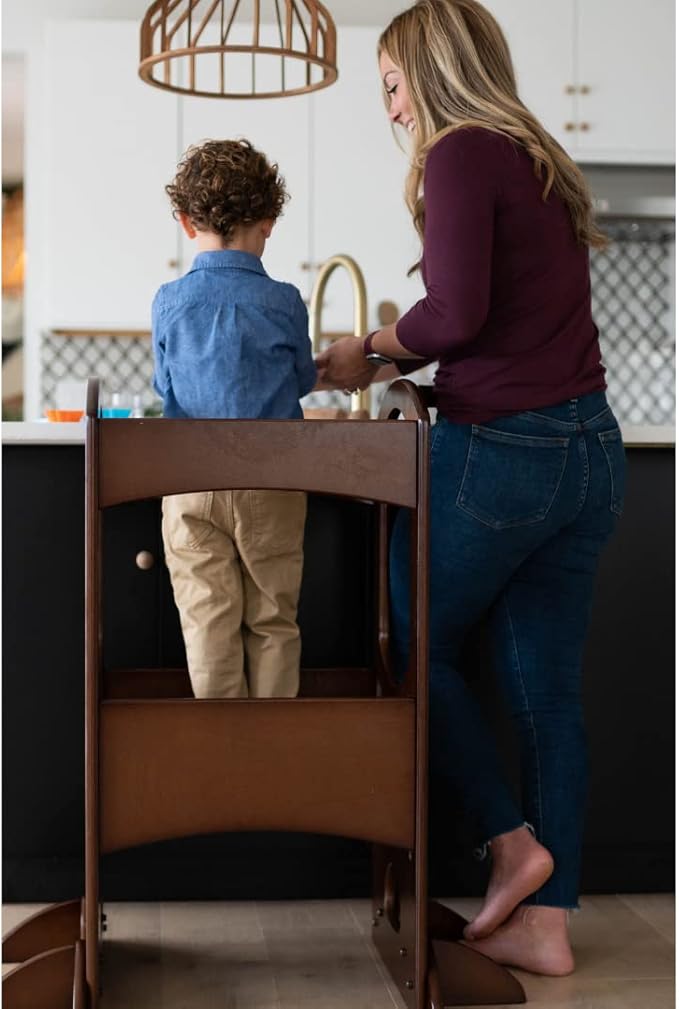 Little Partners® Kids Learning Tower® Toddler Tower, Adjustable Height Kitchen Step Stool for Toddlers, Encourages Learning, Independence and Engagement (Espresso)