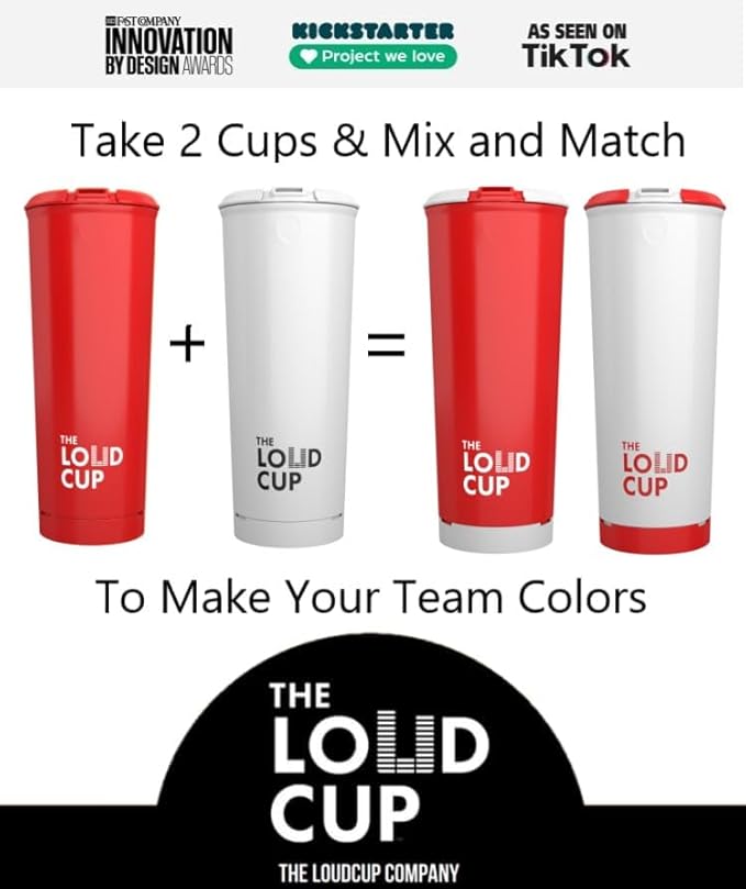 The LoudCup 20 oz Tumbler + Integrated Stadium Horn (Owl Grey) - Reusable Water Bottle for Sports Fans - Worlds Loudest Cup for Noisy Fans on Game Day & Tailgating