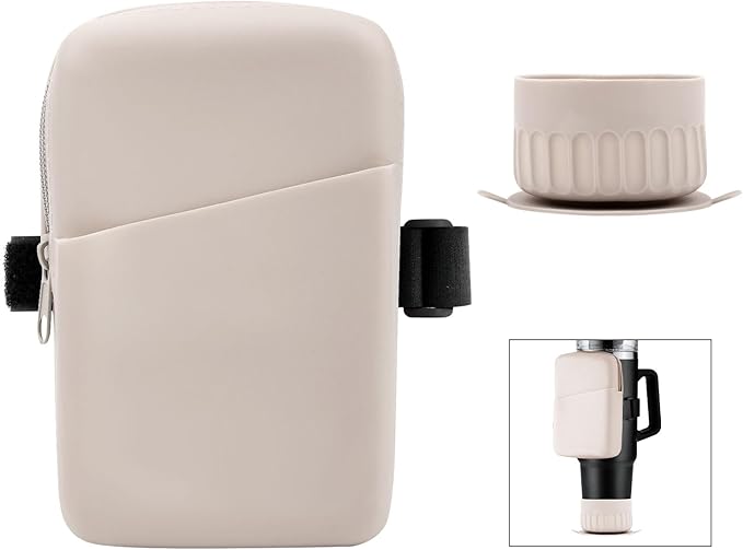 SAVITA Pouch Bag for Stanley Cup, Adjustable Water Bottle Pouch with Prevent from Skidding Cup Base Gym Water Bottle Pouch for Stanley Quencher Adventure 40oz & Stanley IceFlow 20oz 30oz