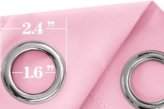 Mrs.Naturall Pale Pink Curtains 72 Inch Length for Baby Girl Room 2 Panels Set Grommet Soft Lightweight Black Out Room Darkening Blackout Privacy Curtain for Kids Bedroom,72 Inch Long