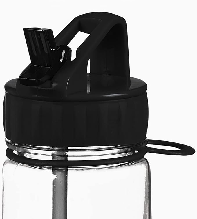 Fight Like a Girl Brave SlimKim 30 oz Motivational Water Bottle with Time Marker & Straw for Melanoma, Skin Cancer Awareness - Reusable Clear Water Bottle for Workout, Gym, Travel - Black