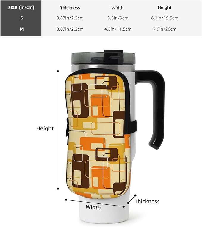 Water Bottle Pouch for Stanley Cup 40oz 30oz,Personalized Gym Purse for Men Women, Tumbler Pouch with Versatile Pocket Water Bottle Bag for Cards, Keys, Phone Botanical Leaf