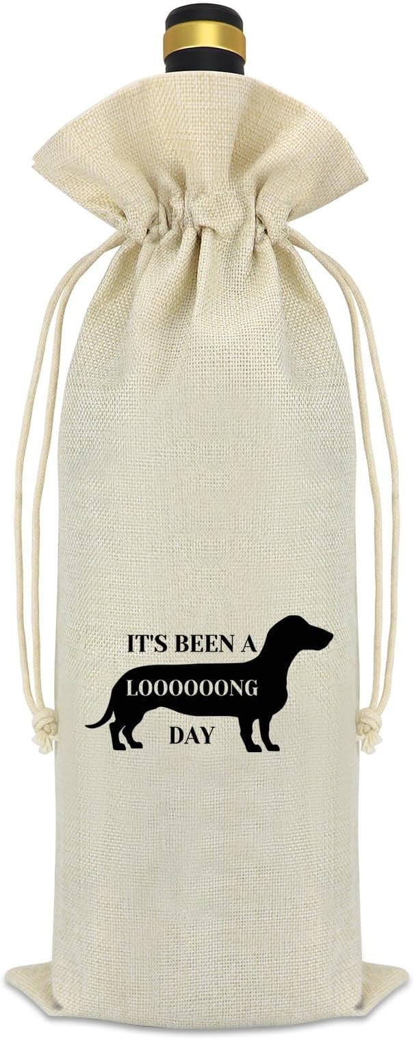 Dachshund Gifts for Women Dog Themed Wine Bag Weiner Dog Gifts Dachshund Mom Gifts Dog Lover Gift for Her Him Drawstring Wine Bottle Bags Christmas Birthday Valentine's Day Gift for Friends Sister