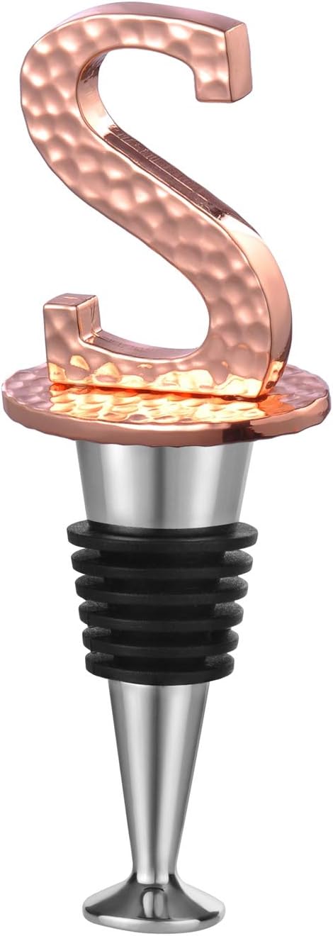 Miicol Wine Stopper, Prosecco Stopper, Wine Bottle Stopper, Personalised Champagne Stopper, Rose Gold Wine Accessories, Wine Lovers Gift, Monogram Gift, Letter S