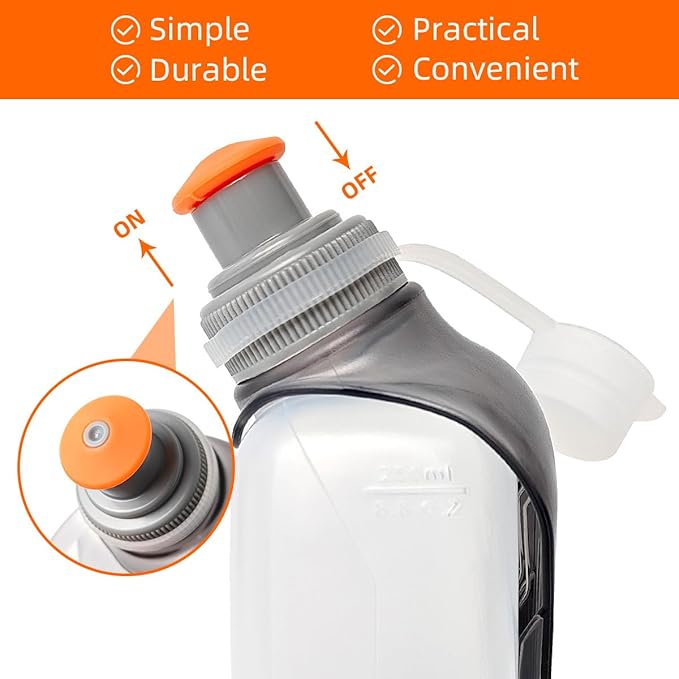 GYGYL 2Pcs BPA Free Running Water Bottle, Portable Lightweight Sports Water Bottle for Running, Cycling, Walking, Indoor, Outdoor(1pcs 175ml/6 oz, 1pcs 250ml/8 oz)