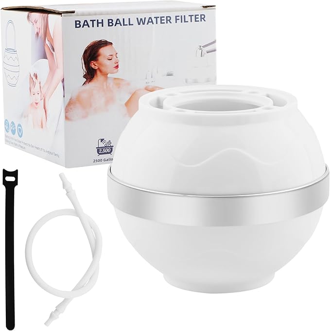 Bath Ball Filter, 8 Stages Bath Water Filter for Tub Faucet, Removes Hundreds of Contaminants for Softer and Healthier Skin(COLOR:white)