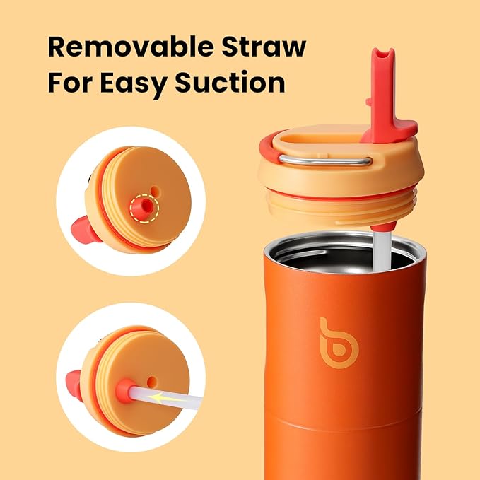 BOTTLE BOTTLE Insulated Water Bottle 24oz with Straw Lid and Handle for Sports Travel Gym Stainless Steel Water Bottles Double-Wall Vacuum Metal Thermos Bottles Leak Proof BPA-Free