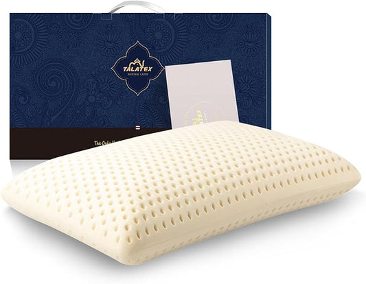 Talatex Talalay 100% Natural Premium Latex Pillow, Helps Relieve Pressure, No Memory Foam Chemicals, Perfect Package Best Gift with Removable Tencel Cover