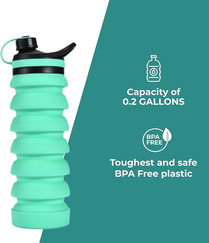 HYDRATE Bottles 27oz Collapsible Water Bottle - Silicone Foldable Water Bottle - BPA Free, Portable, and Lightweight Design - Ideal for Indoor, Outdoor, Travel, Office - Practical, Fast, Leak-Proof
