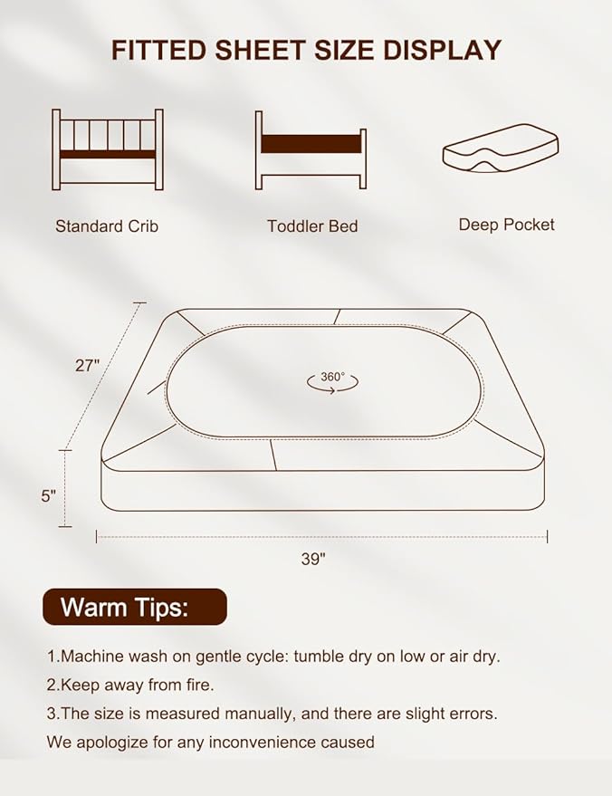 Rust Pack and Play Sheets, Muslin Cotton Small Pack n Play Mattress Pad Cover, 39"x27" Soft and Breathable Baby Sheets for Pack and Play (46P-04)