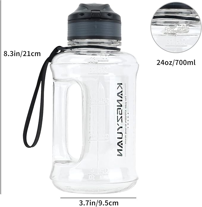 Mini Gallon Kids Water Bottle - 23oz, Small Durable for School, BPA-Free, Tritan, Leak-Proof, Wide-Mouth, Sports, & Outdoors - Designs for Boys & Girls (White)