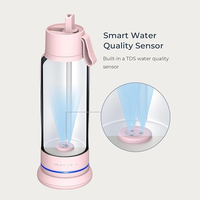 Vita Insulated Smart Water Bottle, Intake Tracker, Water Safety Analyzer, LED Reminder, BPA Free, 18 oz Double Wall Vacuum Stainless Steel Thermos (Flip Lid + Straw), Ideal Gift for Dad