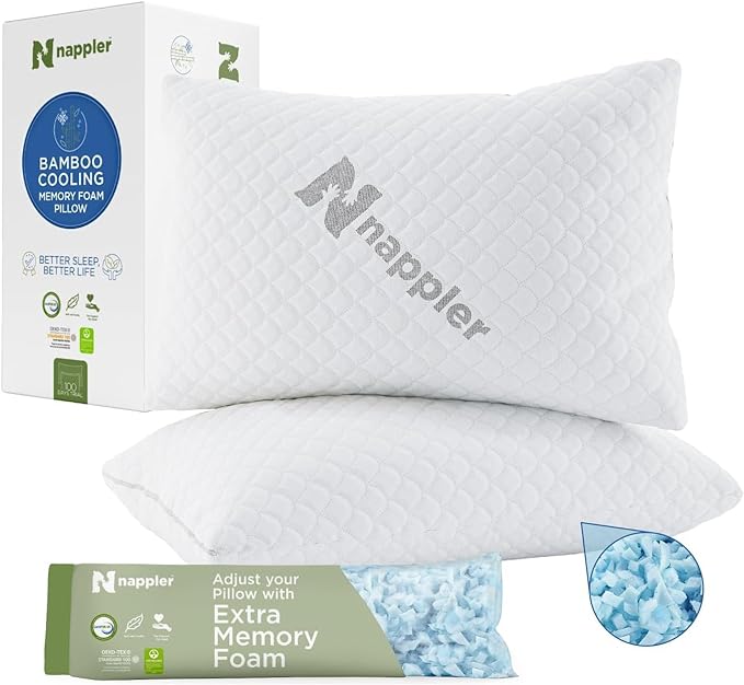 Cooling Pillow for hot Sleepers - Bed Pillows King Size Premium Set of 2 - Supportive Breathable Adjustable Shredded Memory Foam - Medium to Firm Pillows for Back, Stomach & Side Sleepers