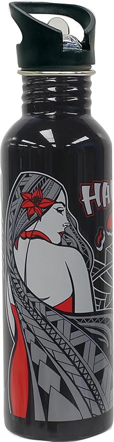 Hawaiian Stainless Steel Water Bottle Tribal Island Chain