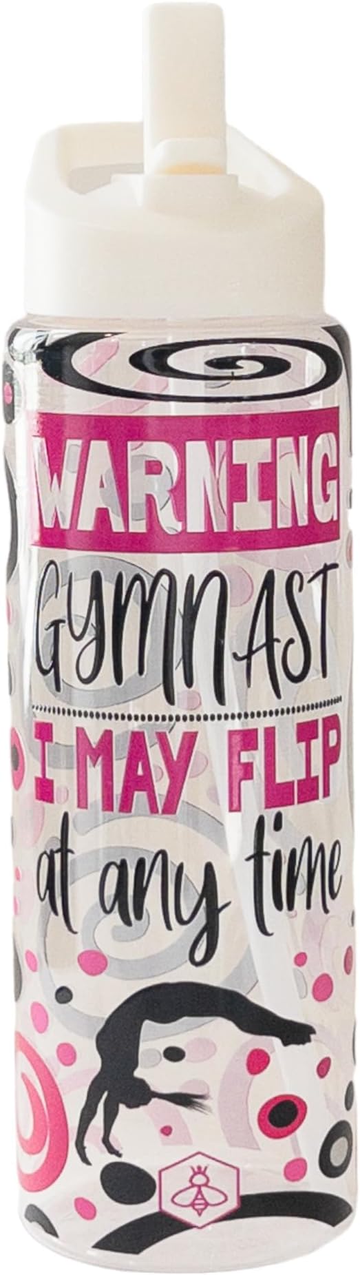 32oz Cheerleader Water Bottle with Straw Lid | BPA-Free Reusable Bottles for Cheerleaders, Cheer Team or Cheerleading Coach | Great Gifts for Girls, Coaches (Warning Gymnast)