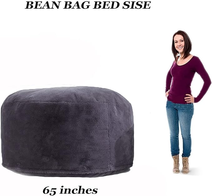Giant Sherpa Bean Bag Chair Cover, Ultra Soft Bean Bag Bed (No Filler, Cover only), Large Round Soft Fluffy Bean Bag for Adults, Machine Washable Big Size Bean Bag Covers