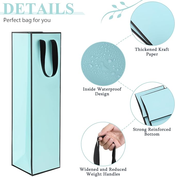 Fumete 50 Pack Wine Bottle Gift Bags Paper Wine Gift Bags Bulk 13.8x3.7x3.5 Wine Bags with Handles Appreciation Gifting Bags for Christmas Wedding Anniversary Birthday Party(Multicolor)