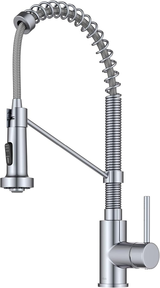 Kraus KPF-1610CH Bolden 18-Inch Commercial Kitchen Faucet with Dual Function Pull-Down Sprayhead in all-Brite Finish, 18 inch, Chrome