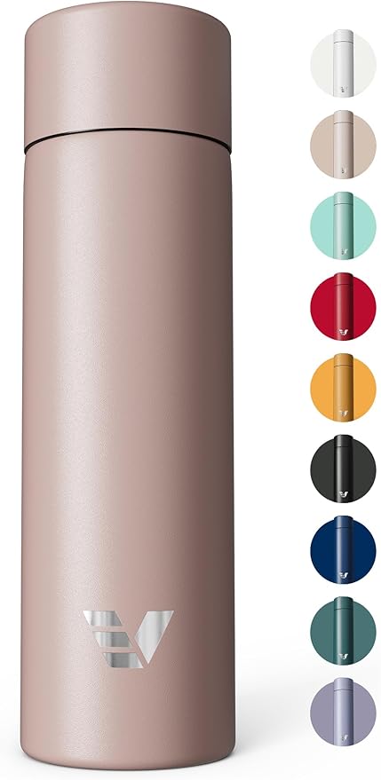 Mini Stainless Steel Water Bottle 14oz - Non-insulated | Designed for Bags | Slim, Lightweight & Stylish – Rose Pink