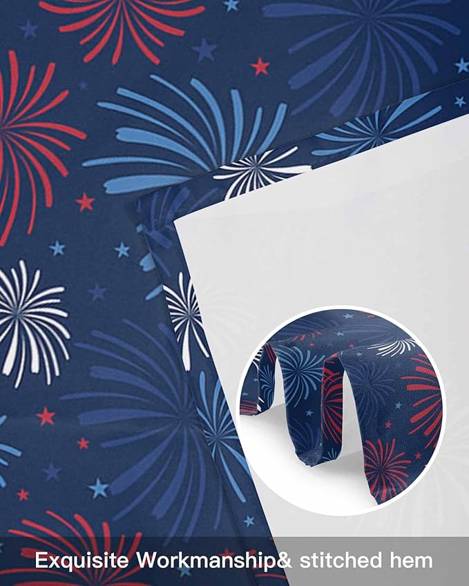 July 4th Kitchen Curtains Valances for Windows Fireworks Celebrate Patriotic Americana Stars Rod Pocket Window Treatment for Kitchen/Living Room/Bedroom/Bathroom, 42" X 18", Red, White and Blue