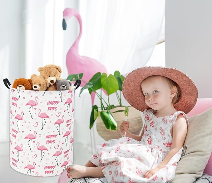 Pink Flamingo Kids Laundry Basket Baby Hamper Flamingo Toy Storage Bin for Boys Room Decor Baby Nursery Hamper Gift Baskets for Bedroom Bathroom(Pink Flamingos)