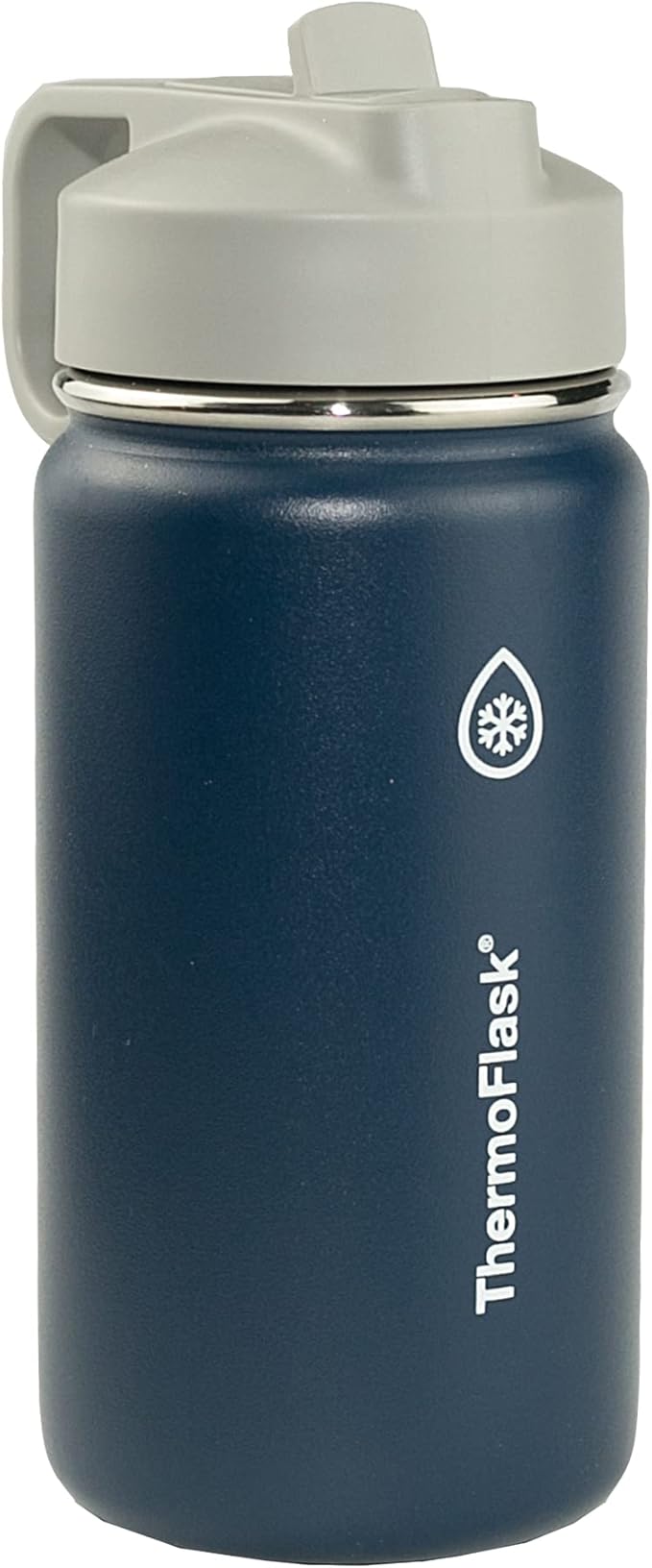 ThermoFlask 14 oz Double Wall Vacuum Insulated Stainless Steel 2-Pack of Water Bottles, Harbor Grey/Denim