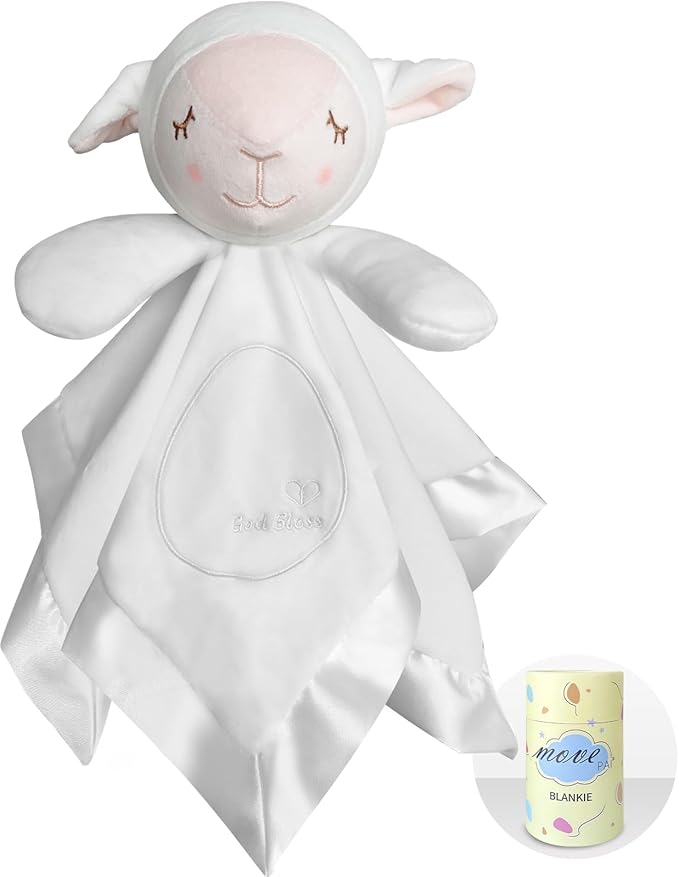 White Goat Baby Security Blanket Loveys for Babies Boys and Girls, 16" Soft Baby Lovey Blanket, Baby Snuggle Stuffed Animals Blankie, Baby Gifts for Infant and Toddler