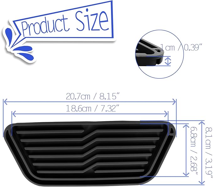 Waziaqoc 2 Pcs Refrigerator Drip Tray, Drip Catcher for Water Tray, Non-slip Silicone Dispenser Drip Collector for Drainage(Black)