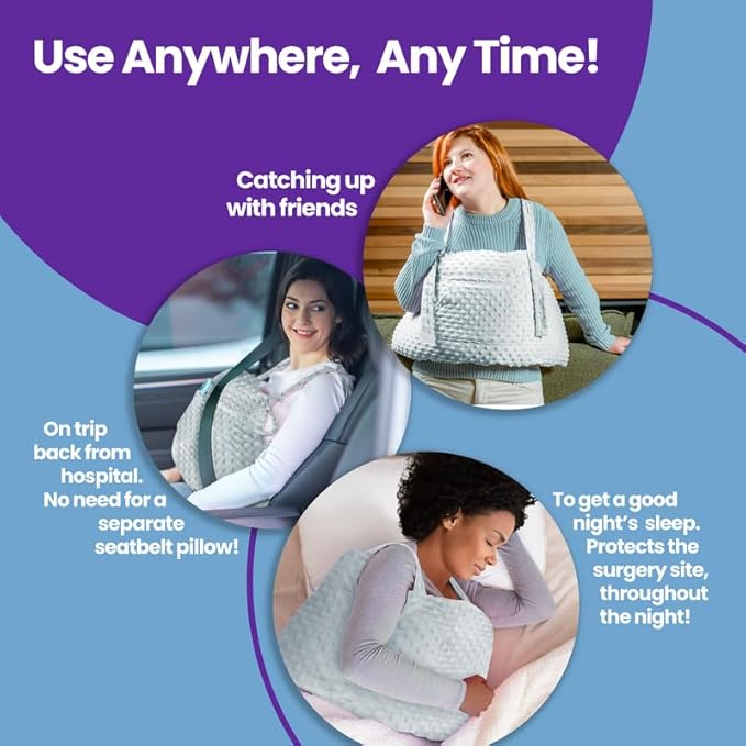 Mastectomy Pillow Post Op Pillow for Breast Surgery Recovery | Choose The Color for You | Hand Ice-Pack Pockets | Converts to Cloud Soft Cushion (Serene Sky)