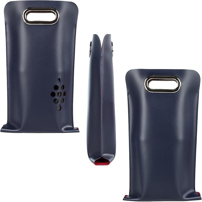 Leather Wine Bag with Handles Reusable Wine Carrier Bag Carrier Tote PU Leather Wine Gift Bag for Party Picnic Travel for Wine Lover Color Blue 2 Bottle, color blue- 2 bottle