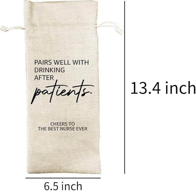 Nurse Gift Wine Bag, Gift for Nurse, Nursing School Gift, Pairs Well with Nursing, Gift Bag for Nurse Appreciation, Gift for Her, Graduation Gift, Birthday, Colleague, Friends (DL062）