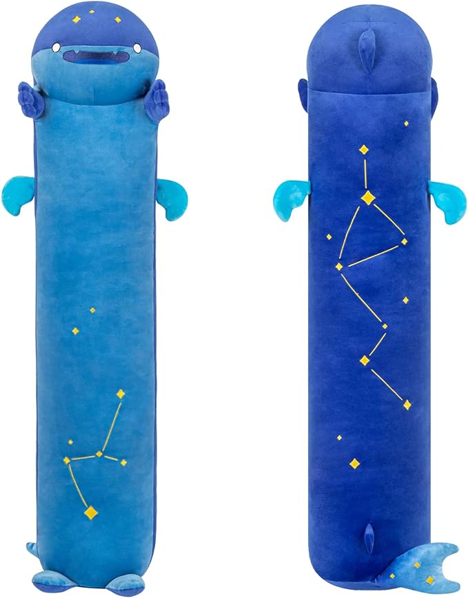 Long Whale Shark Plush Kawaii Kids Plush Toy Pillows, Cute Whale Shark Stuffed Animals Soft Plushies, Kitten Big Plush Throw Body Pillow Doll Gift for Girls Boys (Starry Whale Shark 20 Inch)