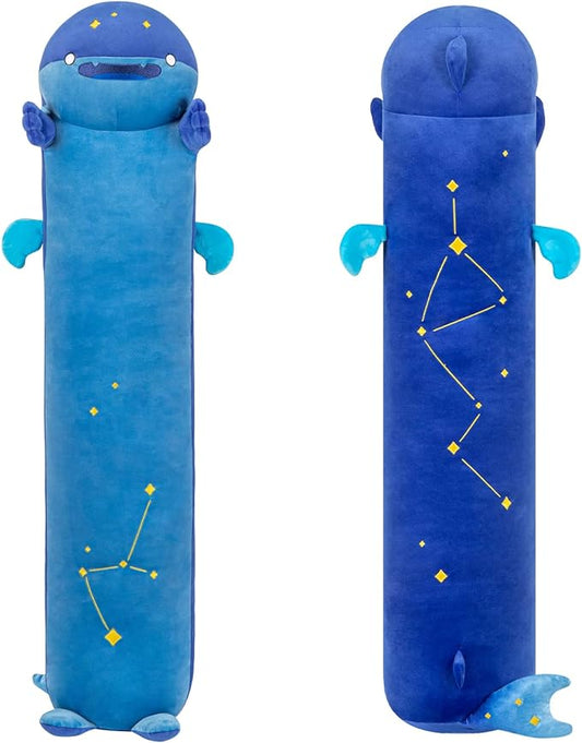 Long Whale Shark Plush Kawaii Kids Plush Toy Pillows, Cute Whale Shark Stuffed Animals Soft Plushies, Kitten Big Plush Throw Body Pillow Doll Gift for Girls Boys (Starry Whale Shark 20 Inch)