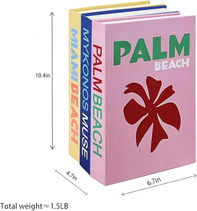 Preppy Room Decor Aesthetic Coffee Table Books Decor Preppy Books Miami Book Ddecorative Books for Home Decor Set of 3 Fake Books for Decoration (Red)