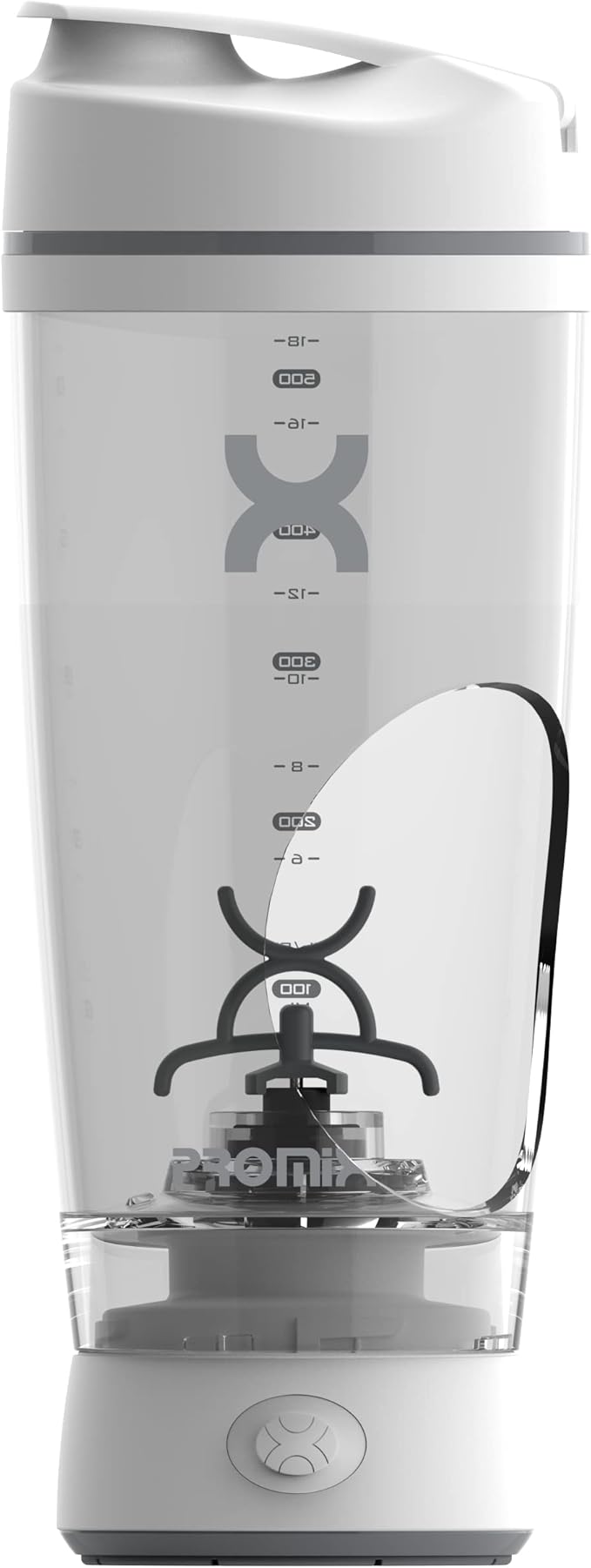 Promixx Original Shaker Bottle - Battery-powered for Smooth Protein Shakes - BPA Free, 20oz Cup (White)