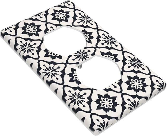 Black And White Duplex Electrical Outlet Funny Plastic Wall Plate Decorative Light Switch Cover For Women Girls Bedroom Kitchen Living Room