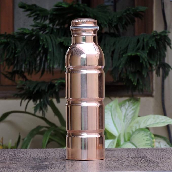Pure Copper Water Bottle | Copper Stylish Bottle Joint Free with Ayurvedic Benefited 100% Pure and Leak Proof Bottle 33.84 US FL Ounce Capacity
