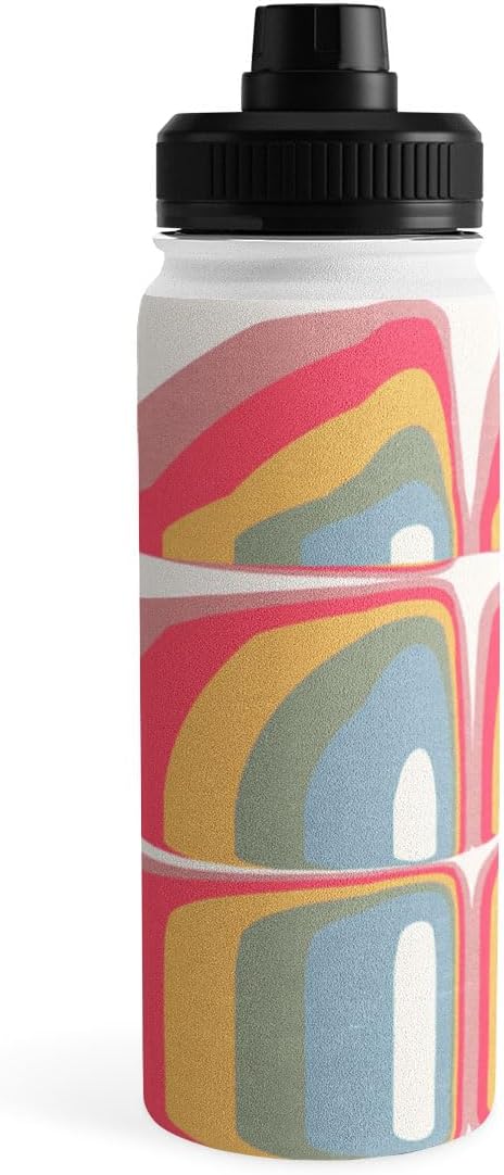 Deny Designs Water Bottle, Sport Lid 18 oz, Emanuela Carratoni Whimsical Rainbow