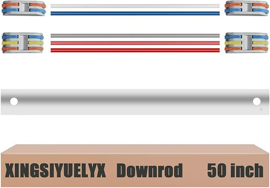 50" Ceiling Fan Downrod, 【1 Outside Diameter】 Matte White Extended Downrod, including 4 Wire Connectors and 5 Extension Wires (No Threads)