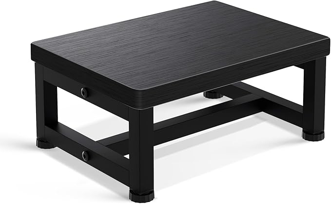 Step Stools for Adults Kids, Sturdy Wooden Stepping Stools with 450LB Capacity, Anti-Slip Bed Steps Stool for High Beds, Foot Stool One Step Stool for Kitchen Bathroom Bedroom, Black