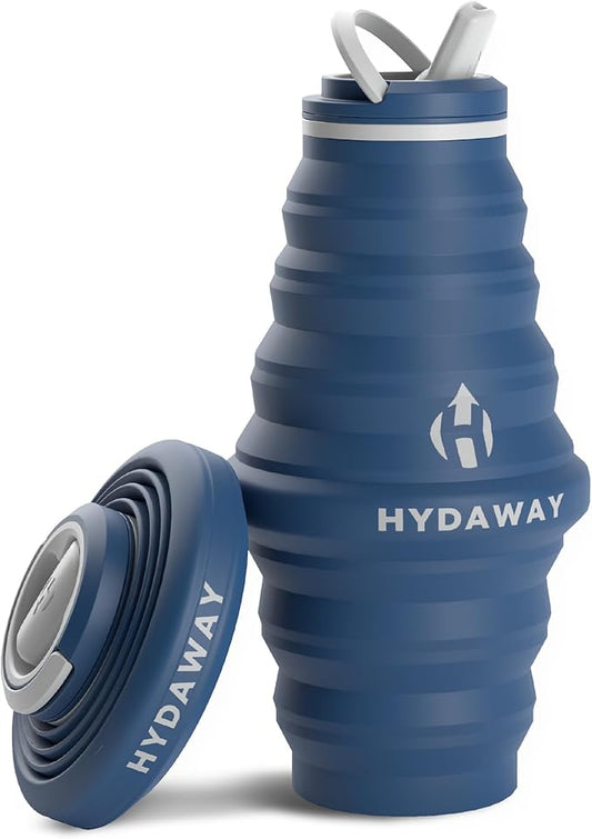 HYDAWAY Collapsible Water Bottle - 25oz I Reusable Water Bottle with Flip Top Lid for Travel, Hiking, Backpacking I Portable & Leakproof, Food-Grade Silicone, BPA Free, Collapses to 1.5”