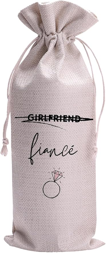 Engagement Gifts for Couples Mr and Mrs Wedding Gift Fiance Fiancee Engaged Gift Bag For Couples bride/him/her Newly Engaged Gift Wine Tote Bridal Shower Gift