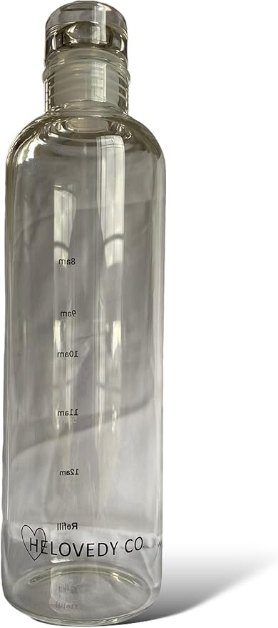 Glass Water Bottle 16 oz, 100% borosilicate, Pink, Clear & Blue Motivational Measurements w/Time, BPA-Free, Eco-friendly, for Gym, Sports, Travel, Fitness, or Work. (Clear Trasparent 500ml)